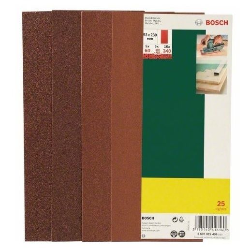 Hiomapaperi tasohiomakoneeseen 93x230 mm; K60-K240; 25 kpl.