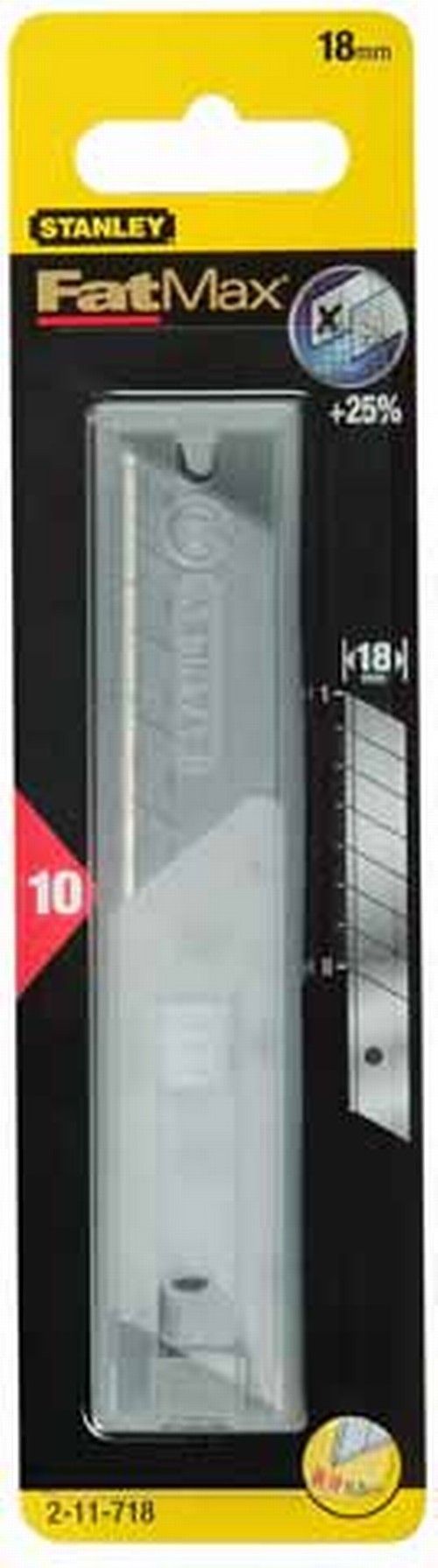 Pienemmiksi teriksi katkaistava terä Stanley; 18 mm; 10 kpl.